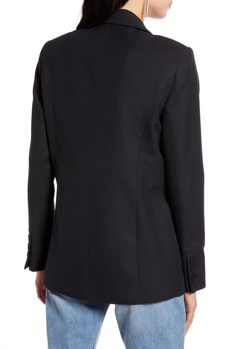 Textured One-Button Blazer, Alternate, color, BLACK