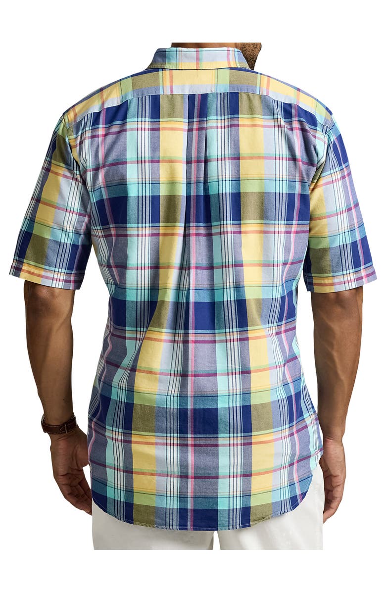 Polo Ralph Lauren Big & Tall Plaid Oxford Sport Shirt, Alternate, color, Navy Yellow Multi