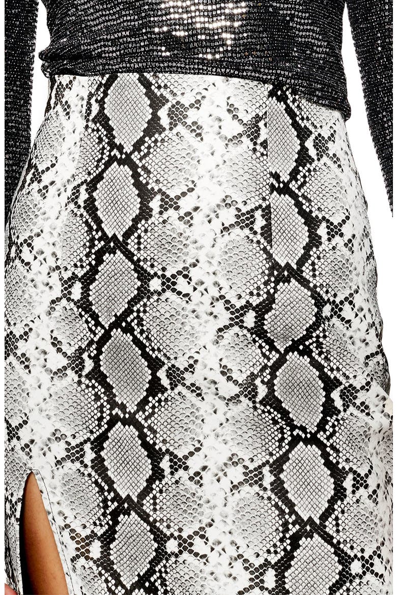 Snake Print Faux Leather Midi Skirt, Alternate, color, BLACK MULTI