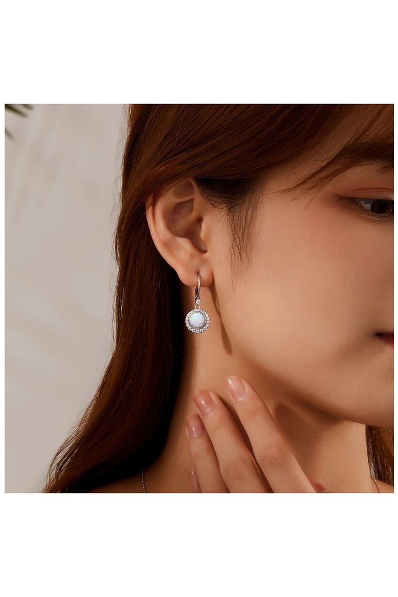 Simulated Opal & Simulated Diamond Drop Earrings, Alternate, color, WHITE