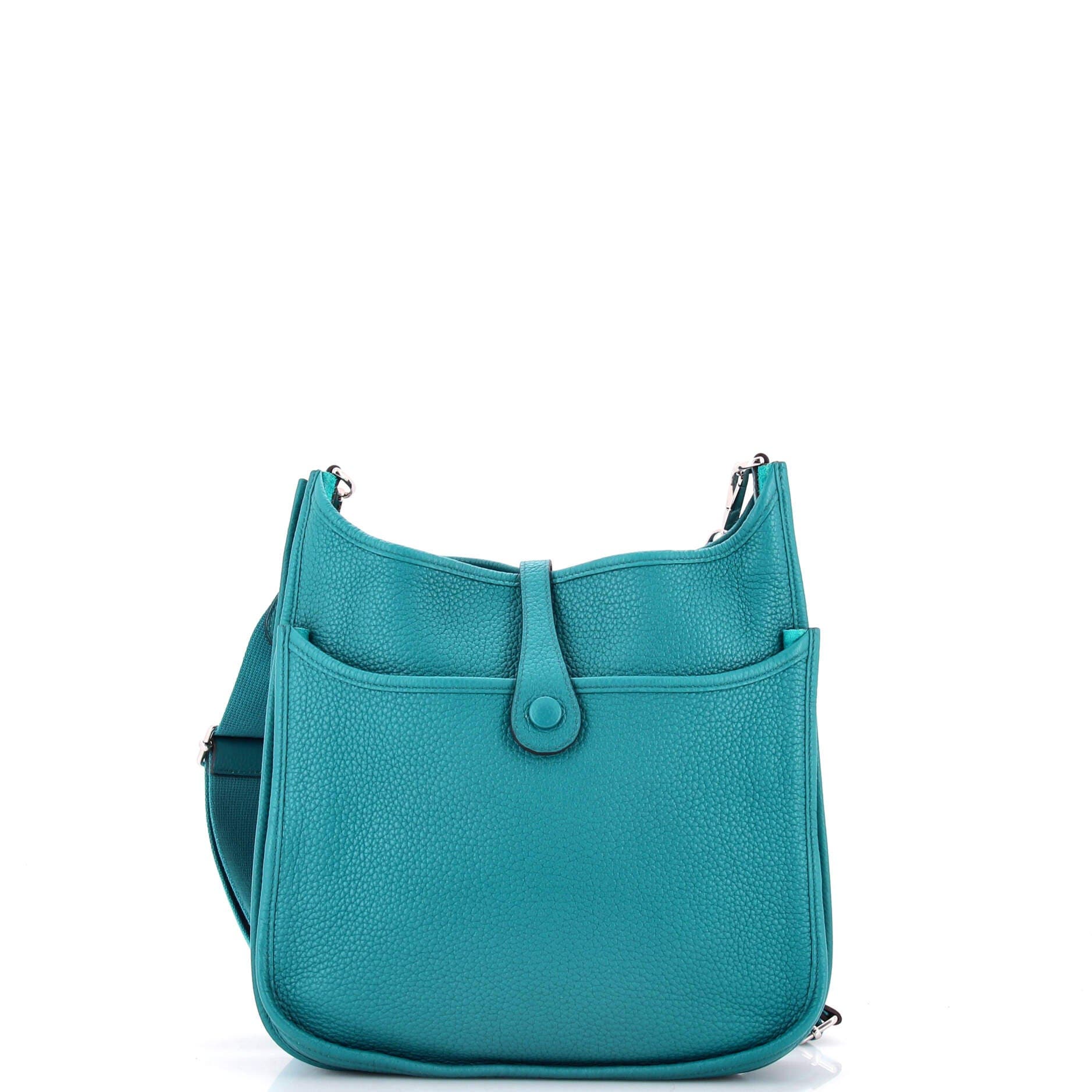 Pre-Owned Hermes Evelyne Bag Gen III Clemence PM, Alternate, color, Bleu Izmir