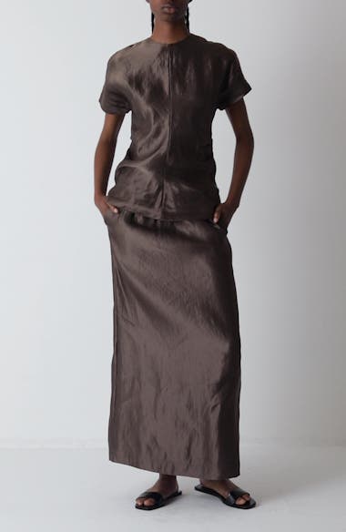 LOULOU DE SAISON Liam Linen & Silk Satin Maxi Skirt | Nordstrom