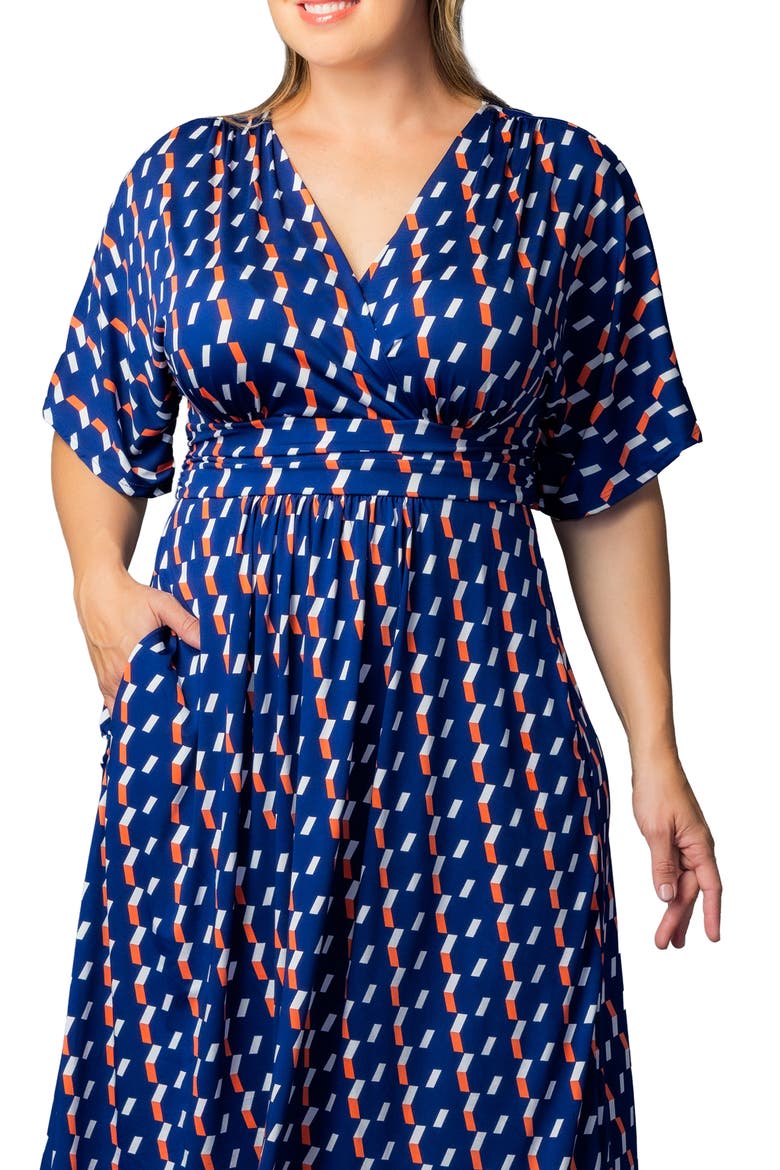 Gia Floral Midi Dress, Alternate, color, NAVY MULTI