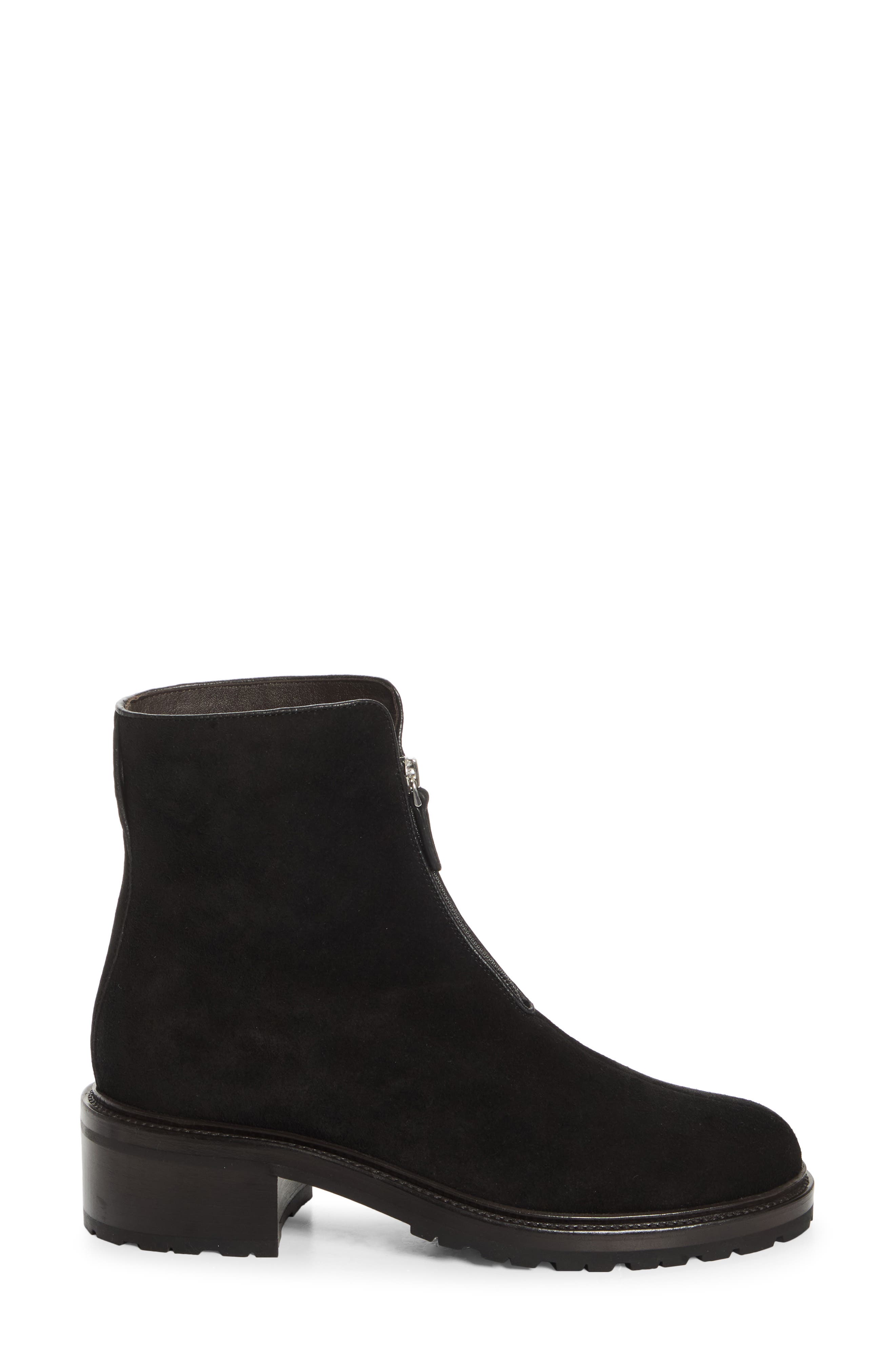 Hike Zip Leather Bootie, Alternate, color, BLACK