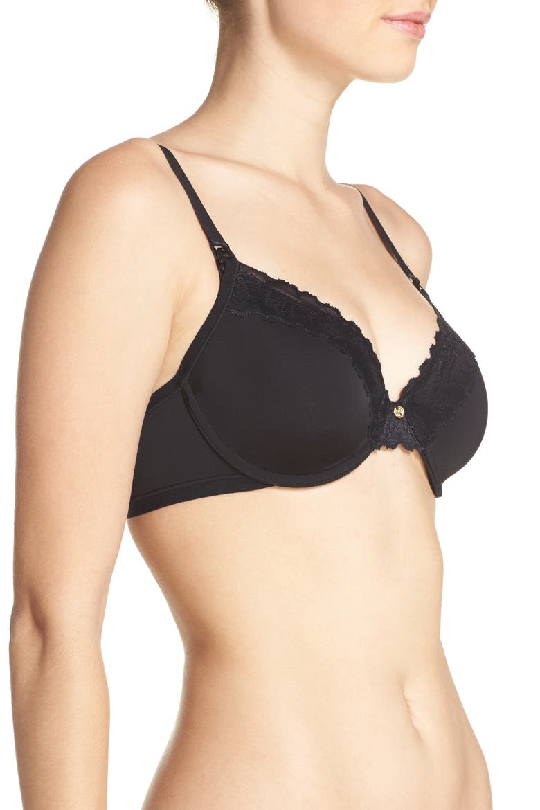 Hidden Glamour Underwire Nursing Bra, Alternate, color, BLACK