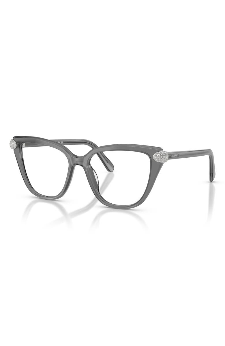 Swarovski 52mm Cat Eye Optical Glasses, Alternate, color, Milky Grey/ Demo Lens