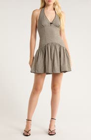 Nia Ollie Sleeveless Halter Minidress