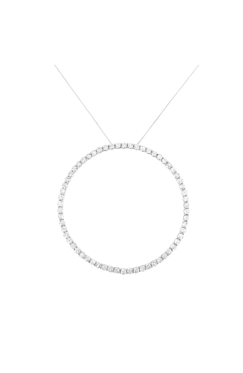 Haus of Brilliance Silver 5.0 Cttw Prong Set Round-cut Diamond Open Circle Hoop Pendant Necklace, Main, color, White
