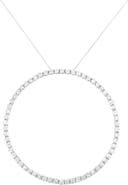 Haus of Brilliance Silver 5.0 Cttw Prong Set Round-cut Diamond Open Circle Hoop Pendant Necklace