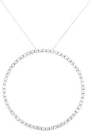 Haus of Brilliance Silver 5.0 Cttw Prong Set Round-cut Diamond Open Circle Hoop Pendant Necklace
