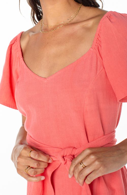 Roxy Bungalow Bliss Tie Back Midi Dress In Sugar Coral Solid