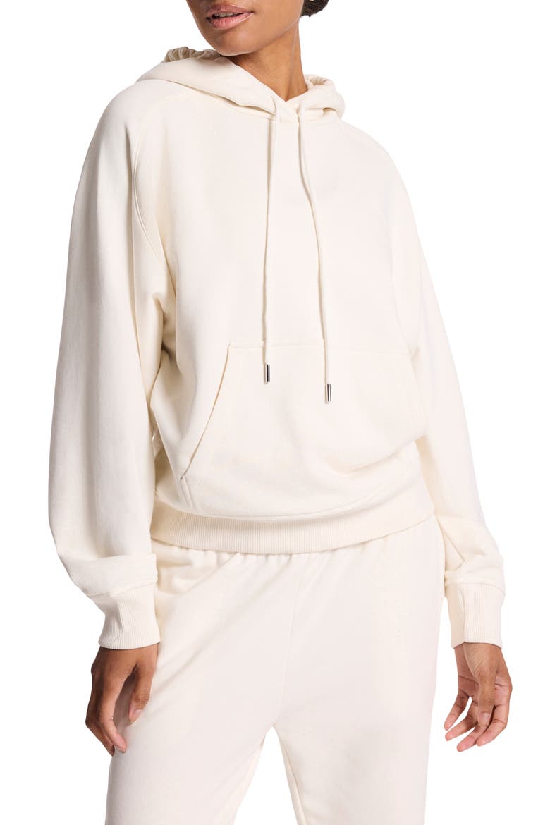 Embroidered Logo Terry Hoodie, Main, color, GARDENIA