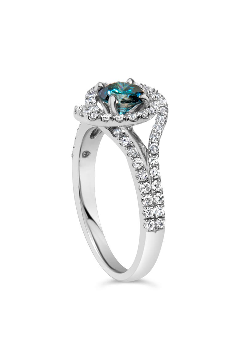 14K White Gold 1-1/3 Cttw White & Blue Diamond Cocktail Ring, Alternate, color, White