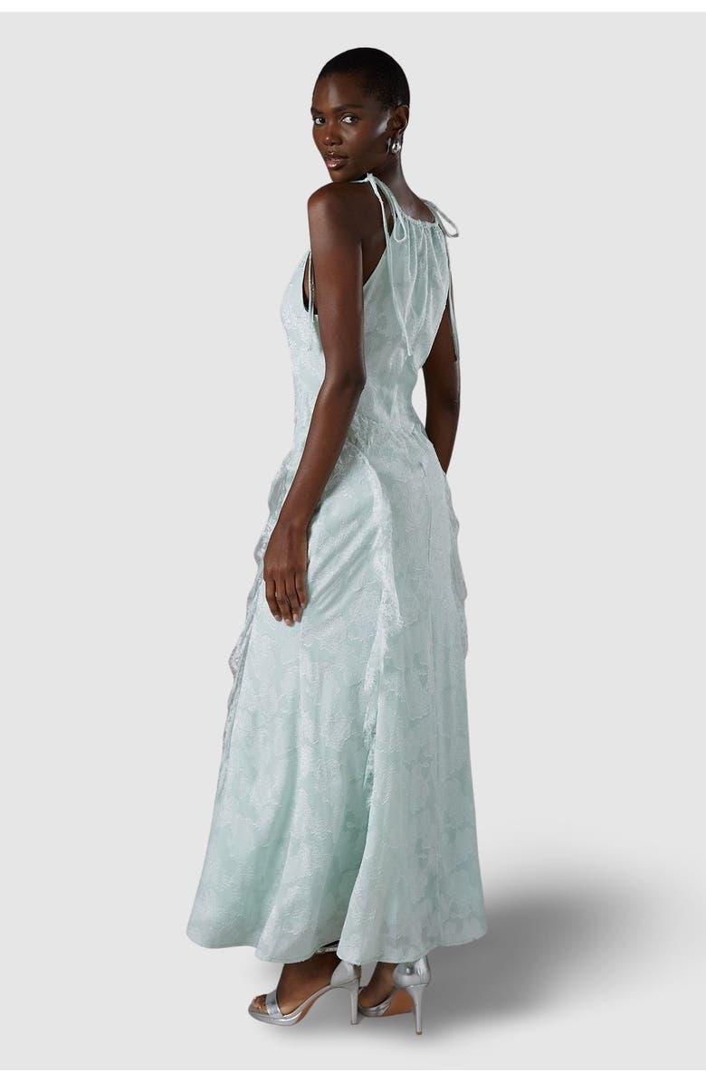 Coast Jacquard Halter Neck Frill Maxi Dress, Alternate, color, Mint
