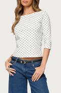 EDIKTED Lela Polka Dot Quarter Sleeve Shirt