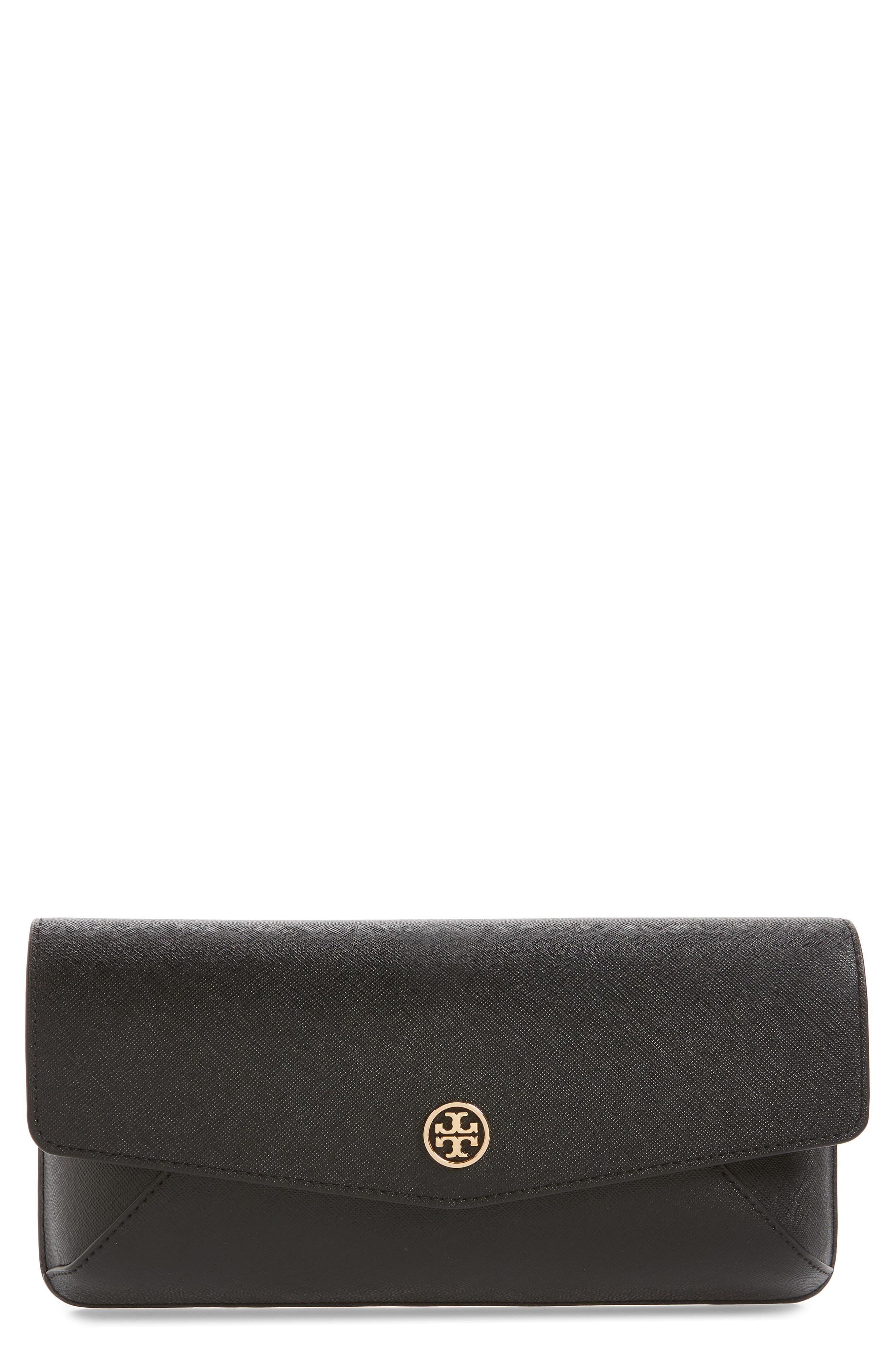 Tory Burch Robinson Leather Clutch, Main, color, 