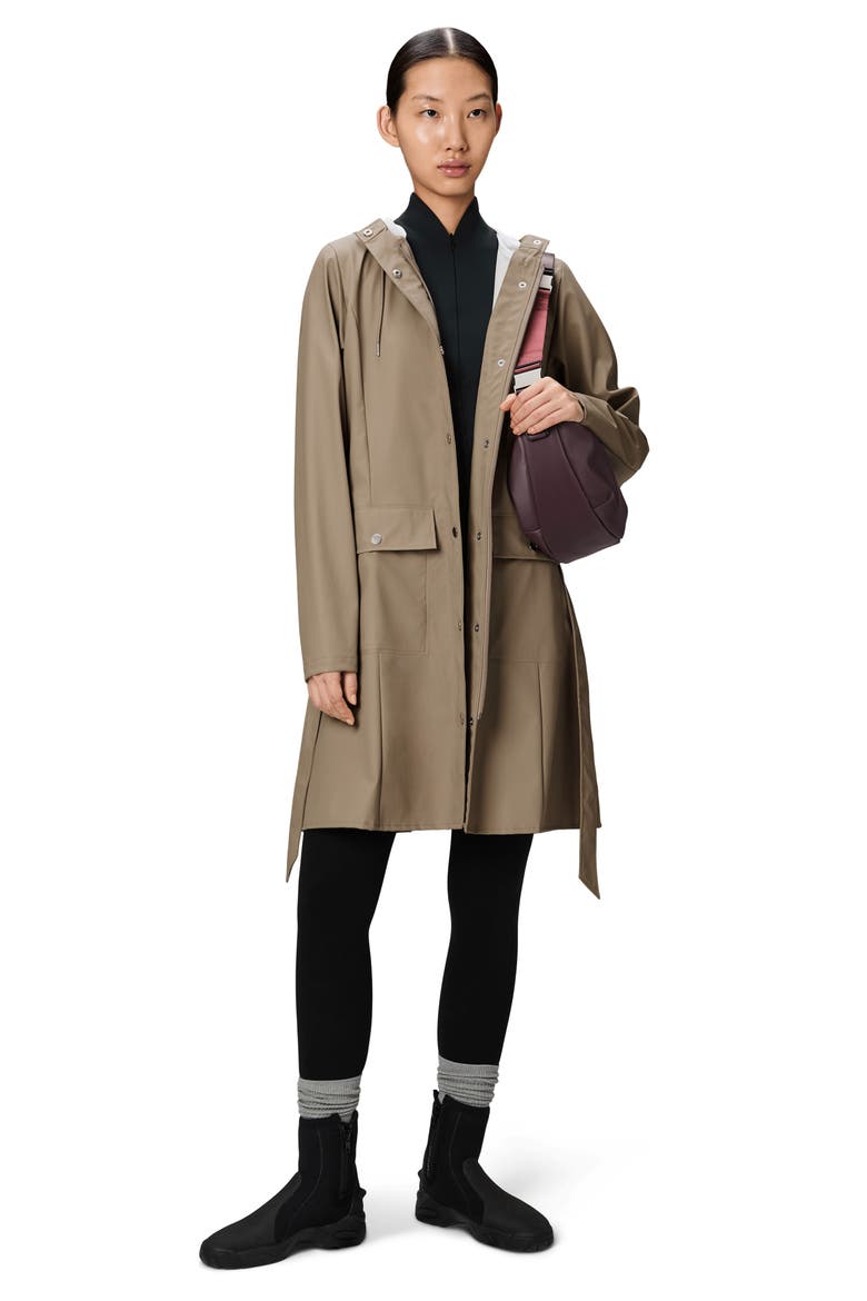Curve Waterproof Belted Jacket, Alternate, color, BEIGE