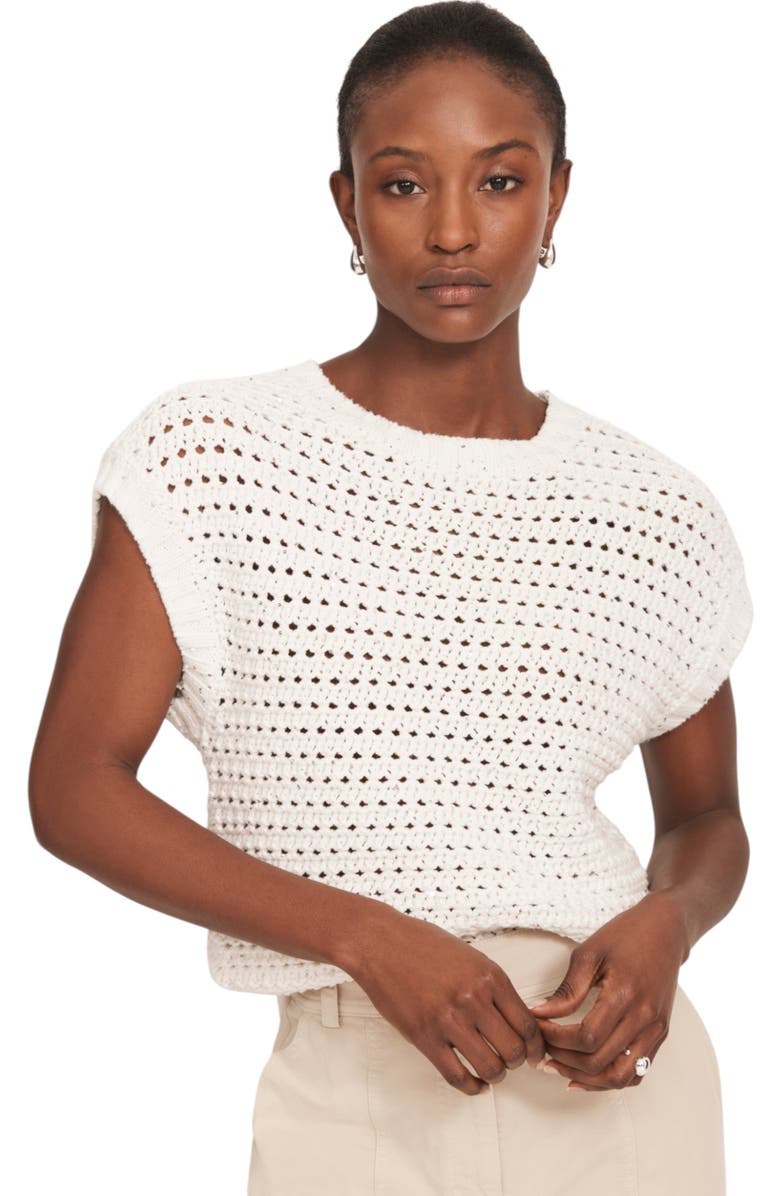 MINT VELVET Sequin Cotton Top, Main, color, Ivory