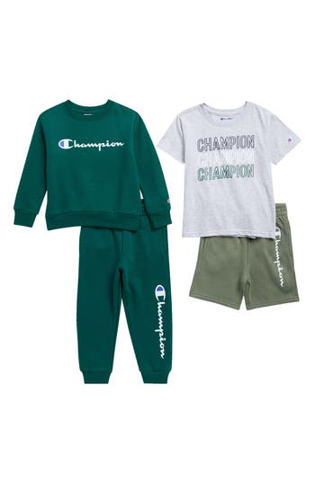 Champion Kids' Sweatshirt, Pants, T-shirt & Shorts Set In Green