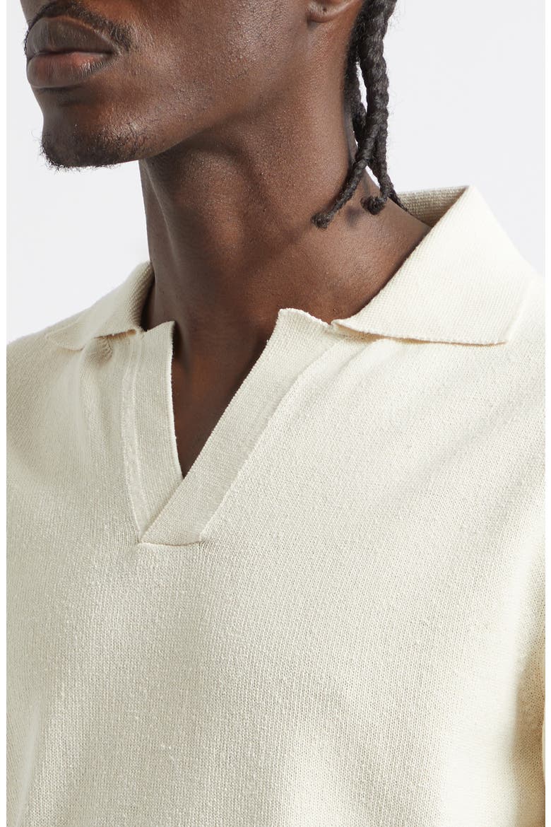 Short Sleeve Silk Polo Sweater, Alternate, color, ECRU