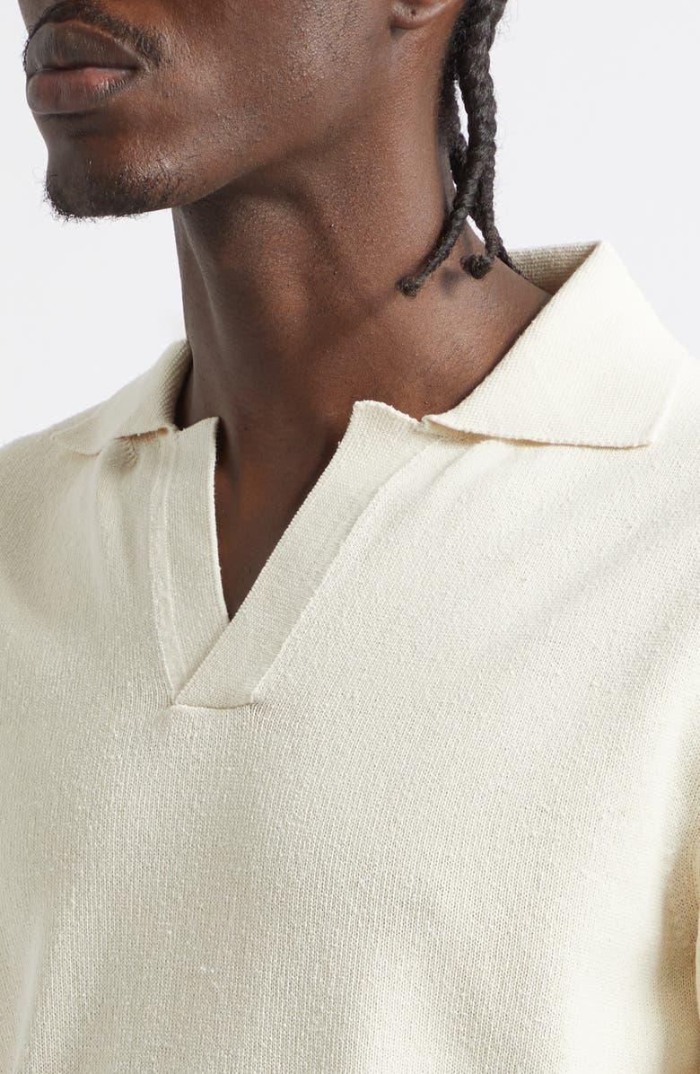 Drake's Short Sleeve Silk Polo Sweater, Alternate, color, Ecru