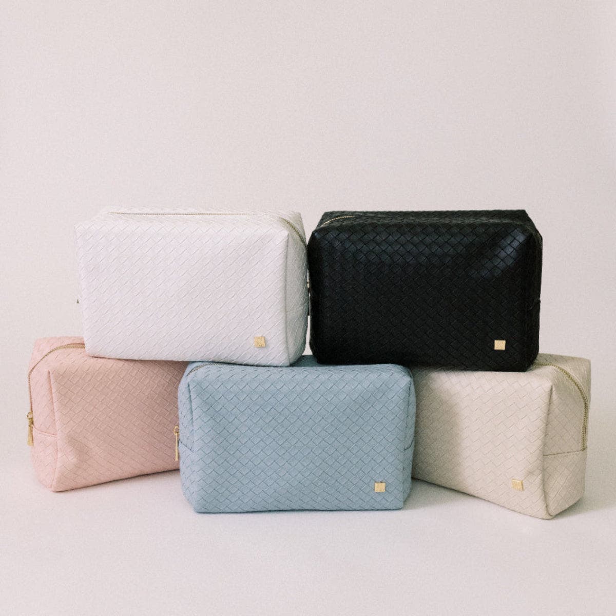 Woven Shell Cosmetic Bag, Alternate, color, Pink