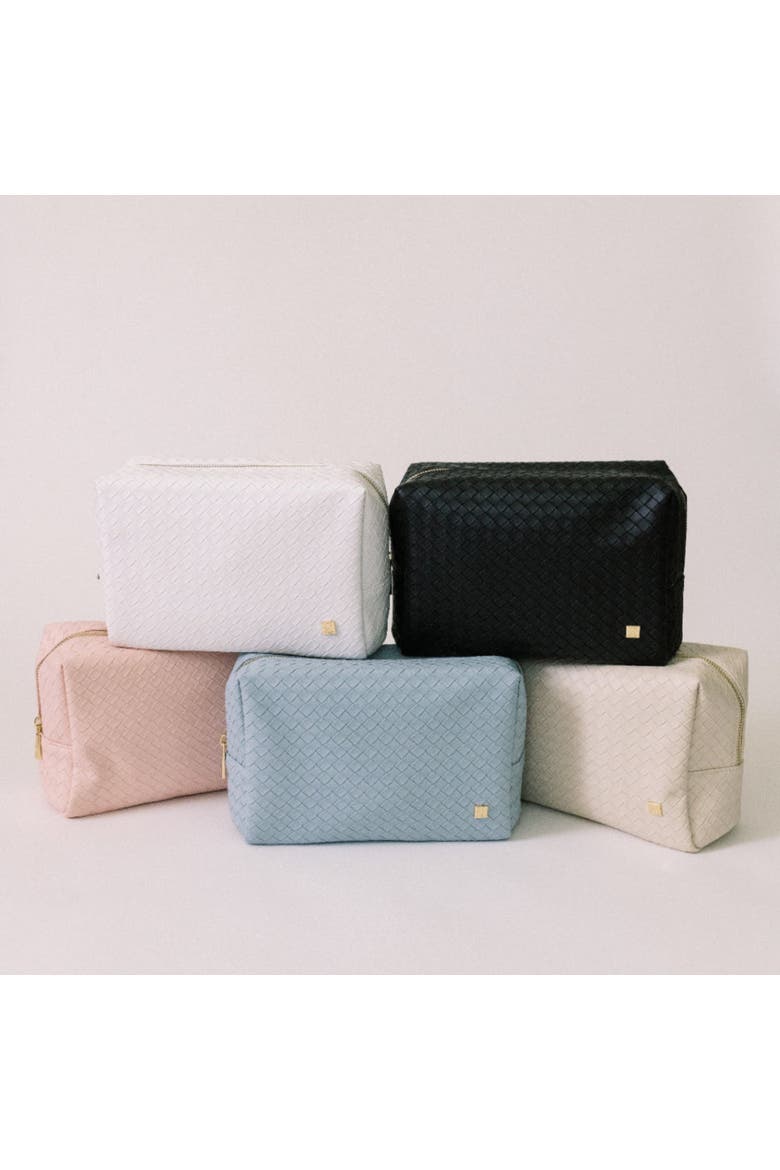 Woven Shell Cosmetic Bag, Alternate, color, Pink