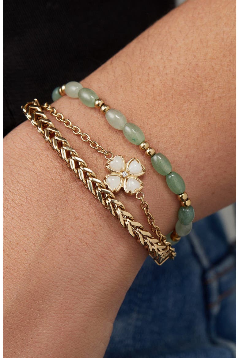 Four Leaf Clover Stranded Bracelet Set, Alternate, color, Gold