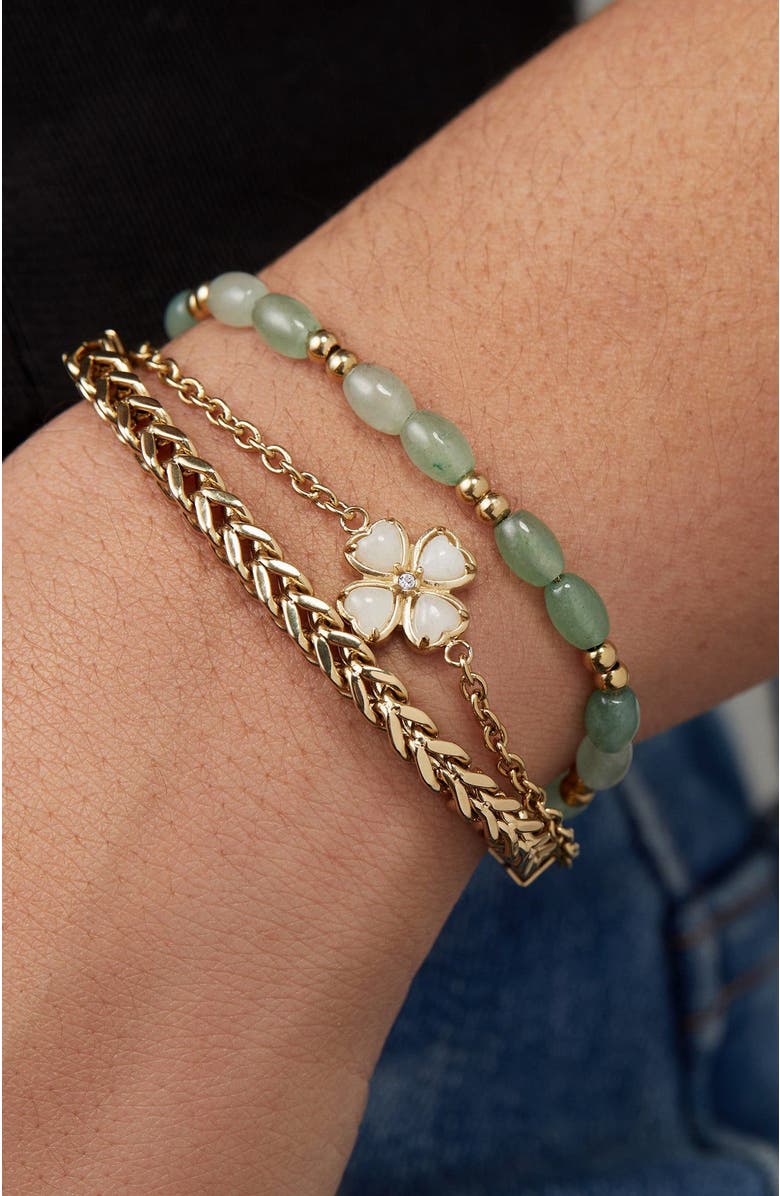 Alex and Ani Four Leaf Clover Stranded Bracelet Set, Alternate, color, Gold