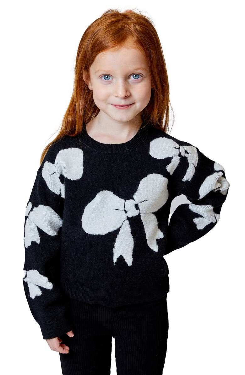Design History Kids' Bow Print Sweater, Main, color, Black Combo