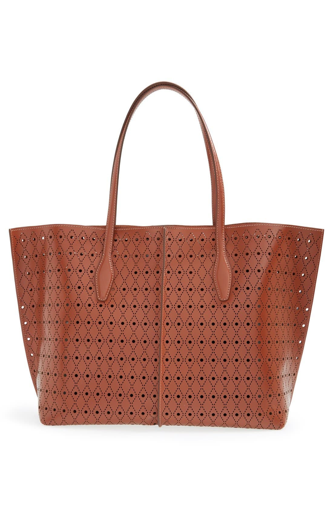 'Joy' Laser Perforated Leather Tote, Alternate, color, CUOIO