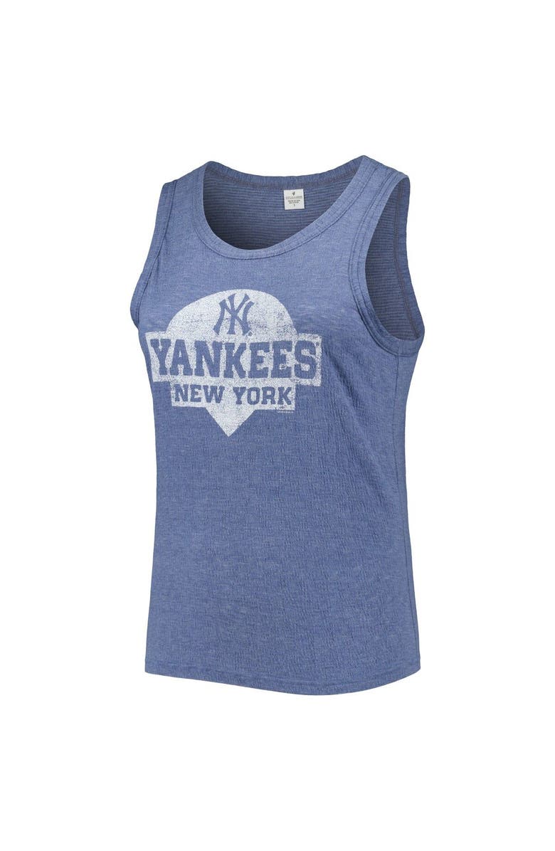 SOFT AS A GRAPE Women's Soft as a Grape Navy New York Yankees Plus Size High Neck Tri-Blend Tank Top, Alternate, color, Navy
