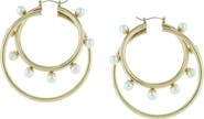 OLIVIA WELLES Faye Yellow Gold Plated Imitation Pearl Double Hoop Earrings