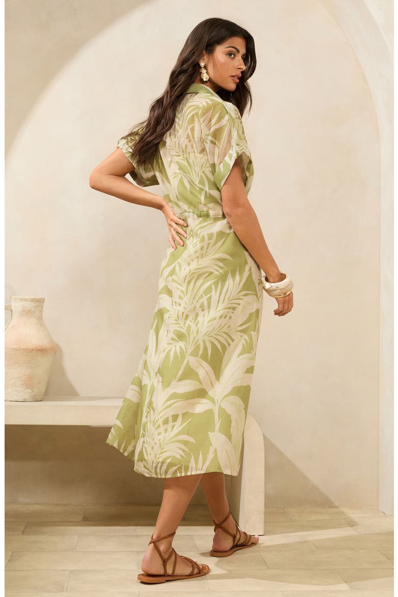Palm Print Short Dress, Alternate, color, GREEN