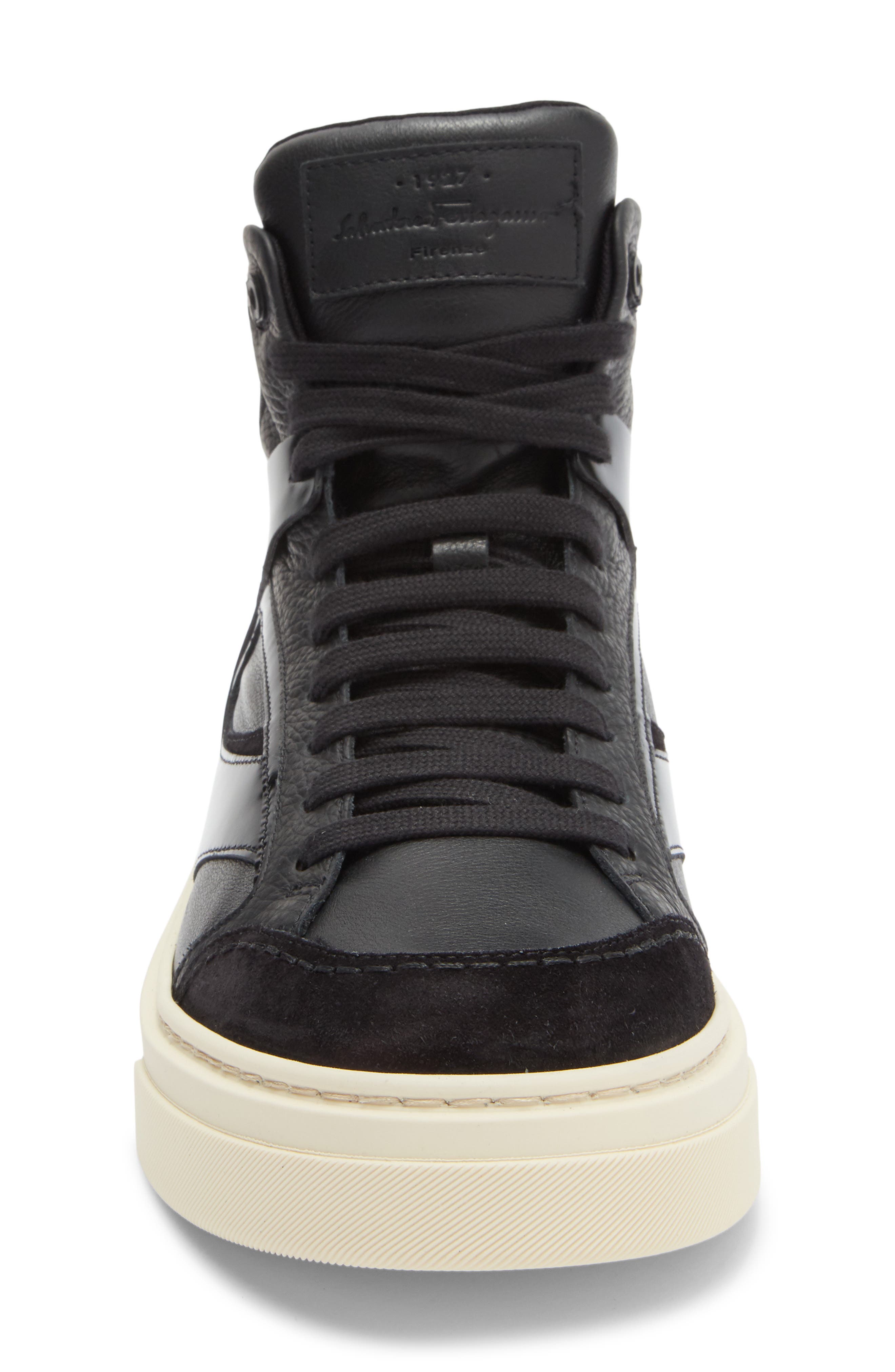 FERRAGAMO Cassio High Top Sneaker, Alternate, color, Black/ Cream Sole