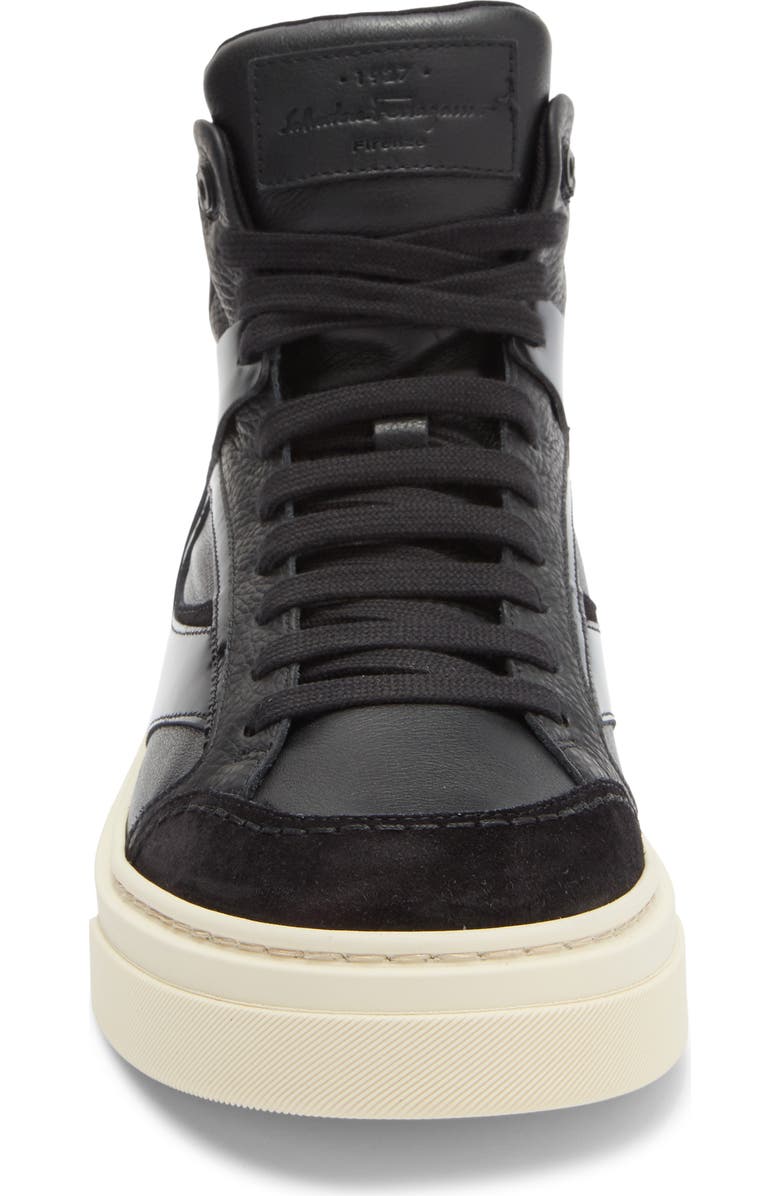 FERRAGAMO Cassio High Top Sneaker, Alternate, color, Black/ Cream Sole