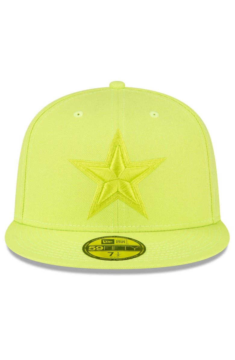 New Era Men's New Era Neon Green Dallas Cowboys Color Pack Brights 59FIFTY Fitted Hat, Alternate, color, 