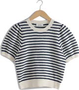& Other Stories Stripe Puff Sleeve Sweater