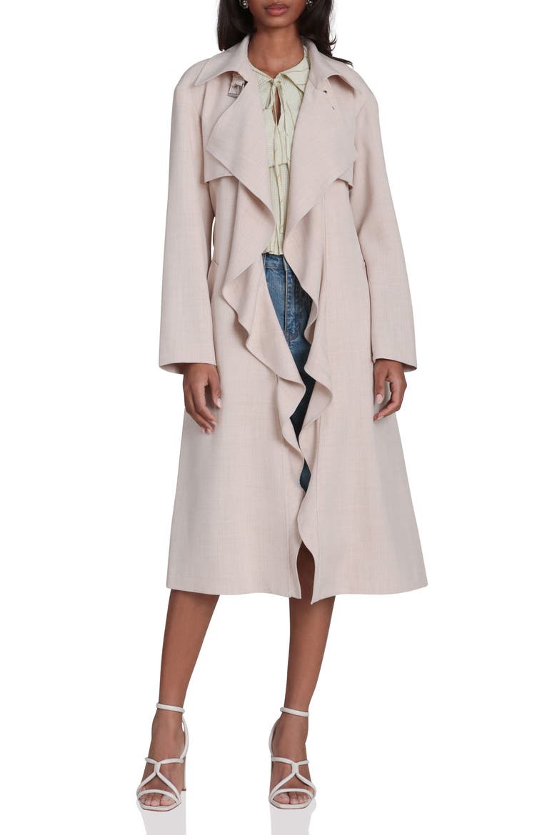 Cascade Drape Trench Coat, Main, color, FLAX