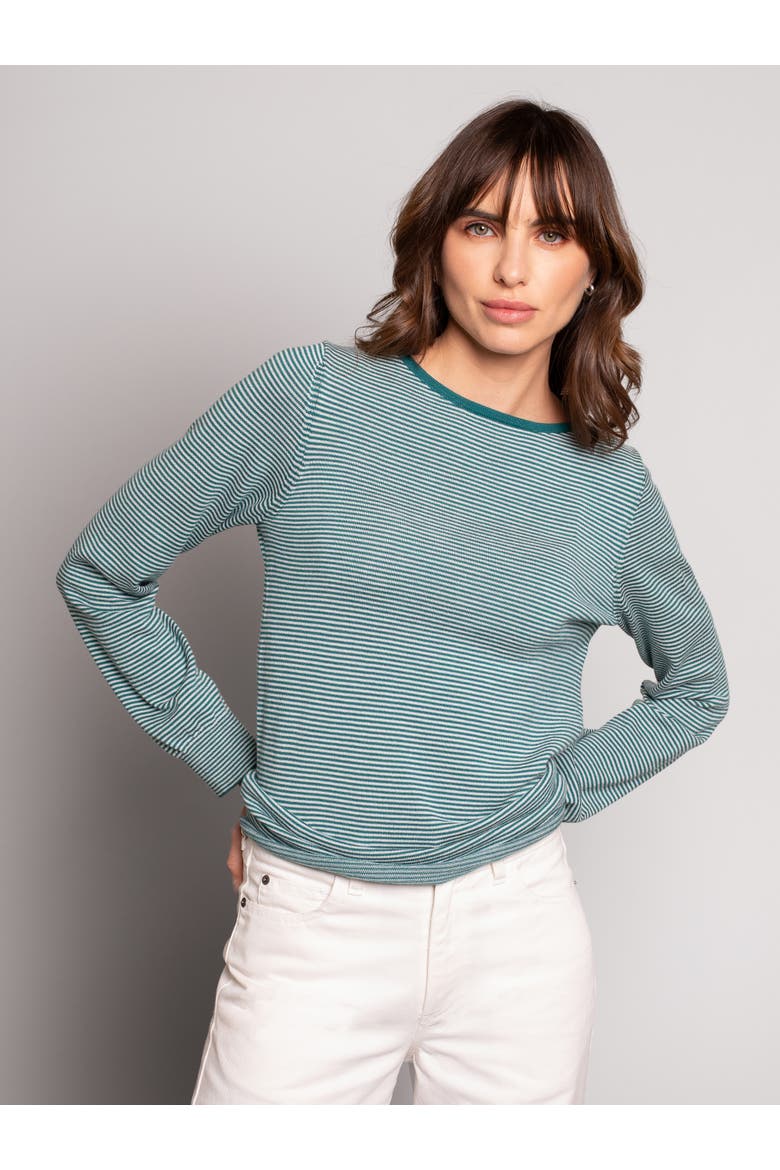 Merino Fine Knit Boat Neck Sweater, Main, color, ICELANDIC MICROSTRIPE