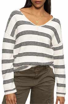 Sanctuary Stripe Cotton V-Neck Sweater