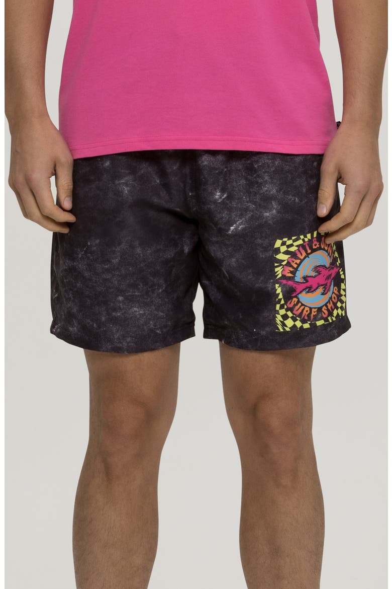 Surf Shop Microfiber Swim Trunks, Main, color, BLACK