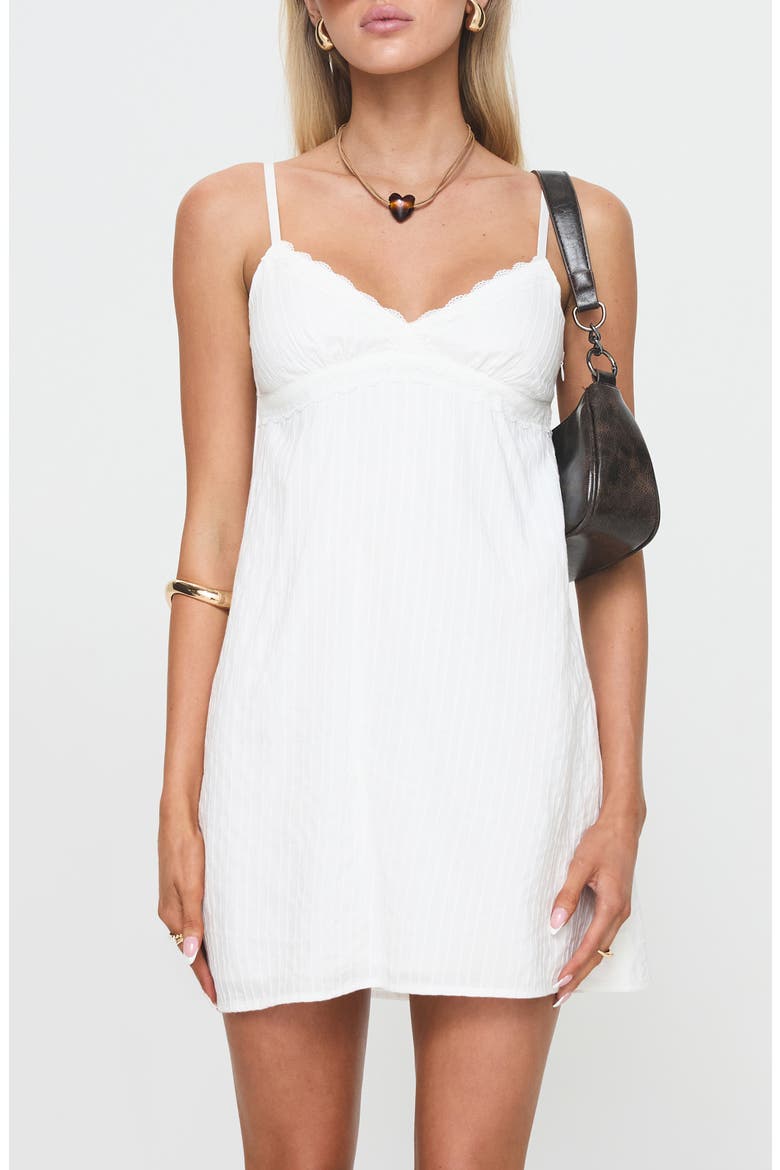 Lunya Lace Trim Recycled Cotton Minidress, Main, color, WHITE