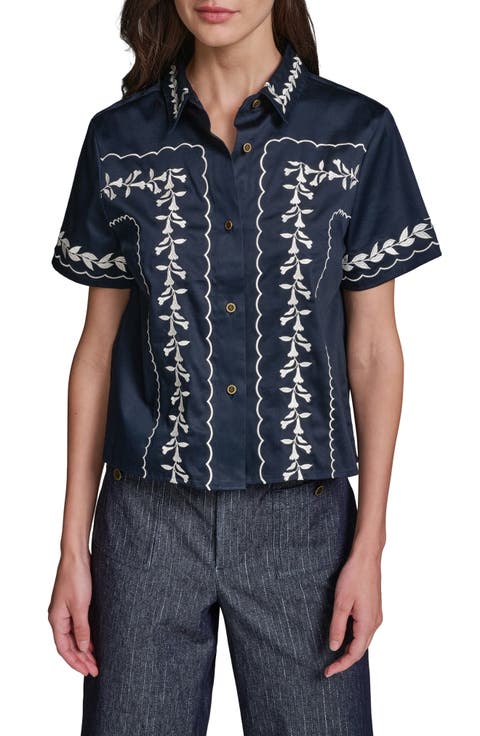 Embroidered Button-Up Shirt