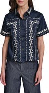 KARL LAGERFELD PARIS Embroidered Button-Up Shirt
