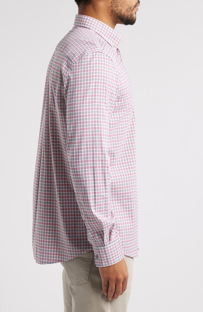 johnnie-O Morganstern Plaid Tucked Cotton Blend Button-Down Shirt, Alternate, color, Malibu Red