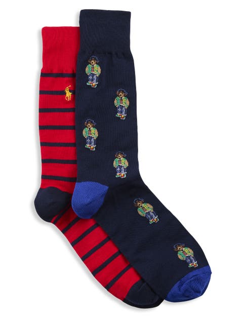 Big & Tall Mini Bear 2-pk Crew Socks