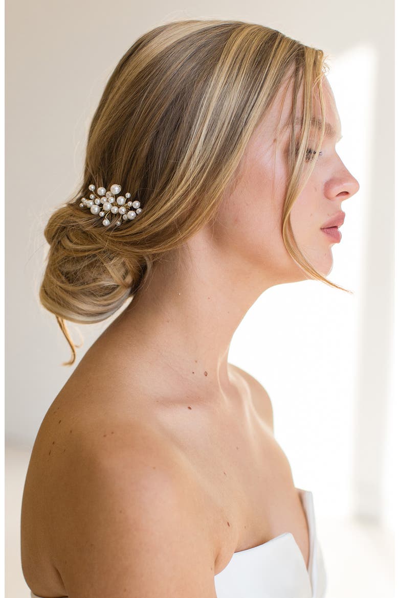 Brooks Faux Pearl Hair Comb (Nordstrom Exclusive), Alternate, color, GOLD