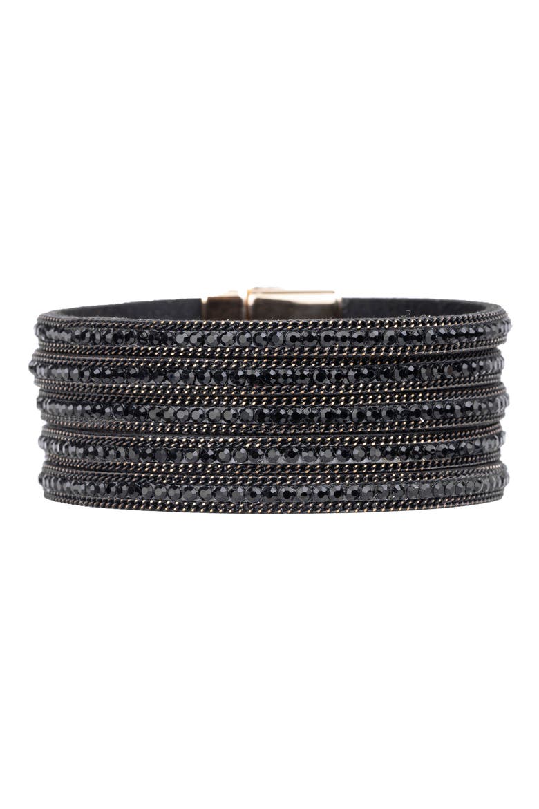 Midnight Suede Beaded Bracelet, Main, color, BLACK