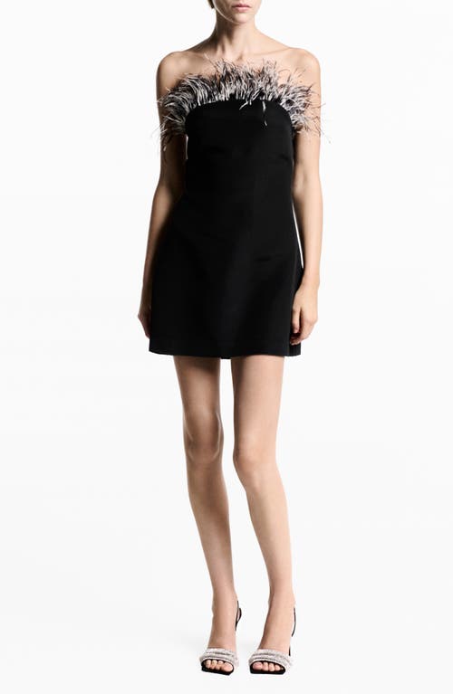 Mango Women's Ostrich Feather Detail Strapless Dress In Black